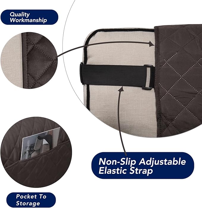 PureFit Reversible Sofa Couch Cover Water Resistant Couch Covers for 3 Cushion, Washable Furniture Cover with Non-Slip Foam and Adjustable Strap for Dogs, Pets (Sofa, Chocolate/Beige)