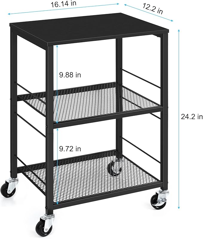 OYEAL Black Night Stand Industrial End Table with Storage Shelf Narrow Side Table for Small Spaces, Farmhouse Bedside Table for Living Room Bedroom, Stable Metal Frame (Black)