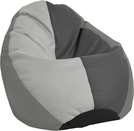 FDP SoftScape Dew Drop Bean Bag Chair with Supportive High-Back Design, For Kids, Teens and Adults, Alternative Seating for Dorms, Schools, Libraries, Daycares or Home - Gray/Light Gray