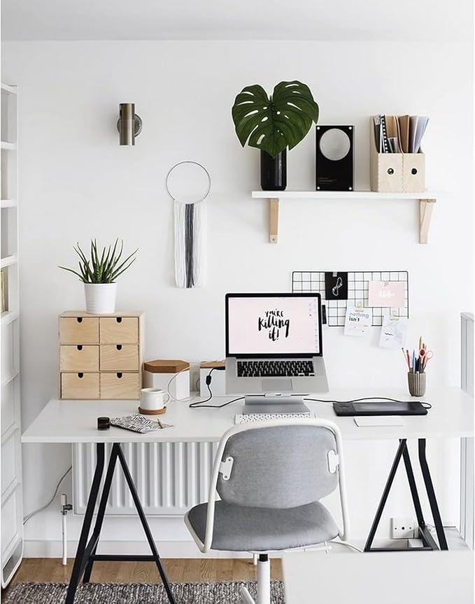 Kaboon 48"x26" Universal Table Top, Solid One-Piece Desktop, Reversible Melamine Countertop, Double Desks, L-Desk DIY, White