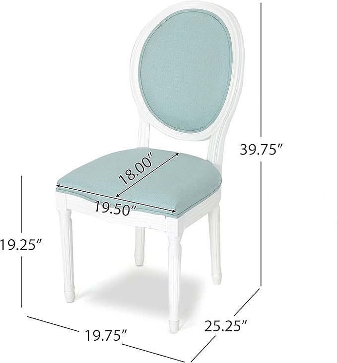 Christopher Knight Home Phinnaeus Fabric Dining Chairs, 2-Pcs Set, Light Blue