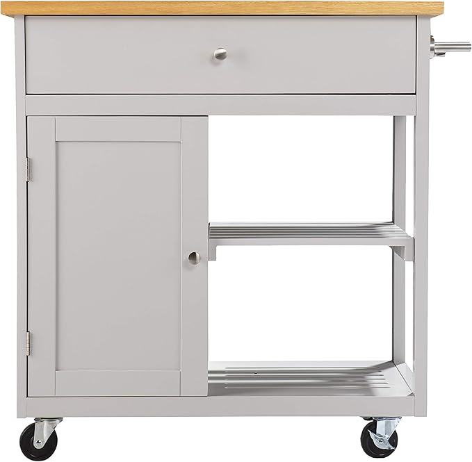 SEI Furniture Rolling w/Storage Kitchen Island, Grey/Natural (AMZ4375211AK)