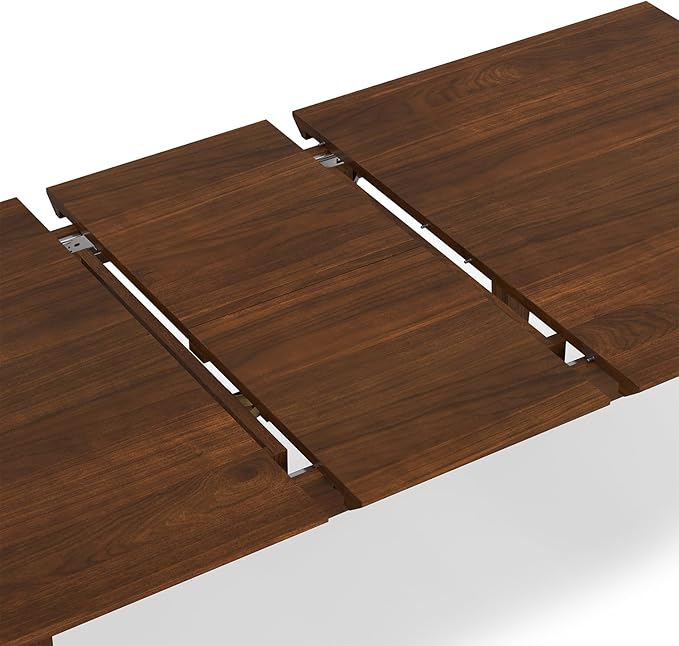 SIMPLIHOME Colby Extendable Dining Table, Solid Wood Walnut Veneer in Walnut, 60-76 x 36 inches, Contemporary-Style Rectangular Expandable Kitchen Table with Butterfly Leaf for 6+ People