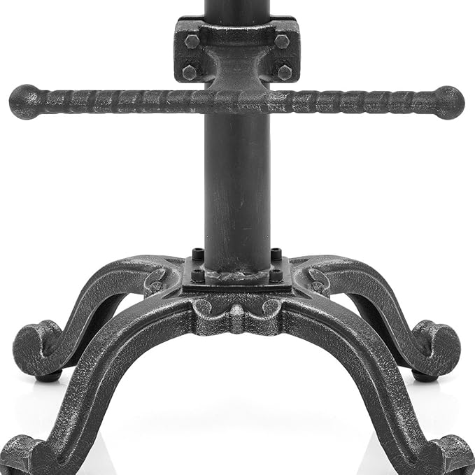 Diwhy Rustic Industrial Farmhouse Tractor Seat Adjustable Bar Stool Industrial bar Chair (Silver, Cast Iron)