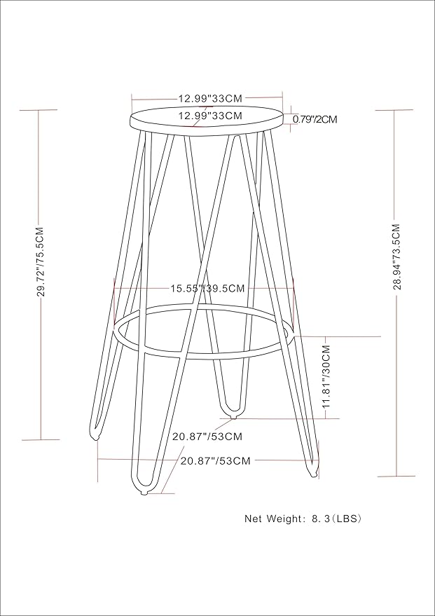 SIMPLIHOME Simeon Industrial Metal 30 inch Metal Bar Stool with Wood Seat in Natural / Black for the Dining Room and Kitchen