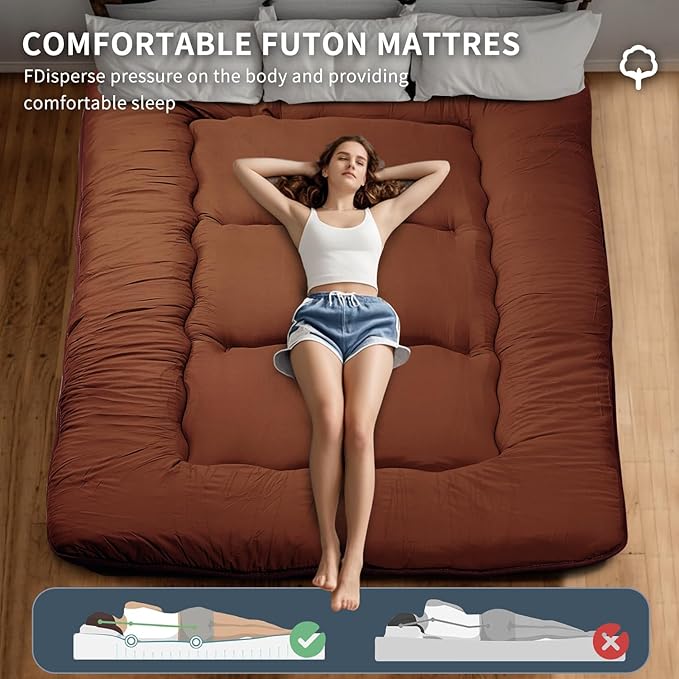 Japanese Floor Mattress,Roll Up Memory Foam Tatami Mat Easy to Store and Portable,Futon Mattress Suitable for Camping and Guest Room (Carbon, Twin (80" x 36"))