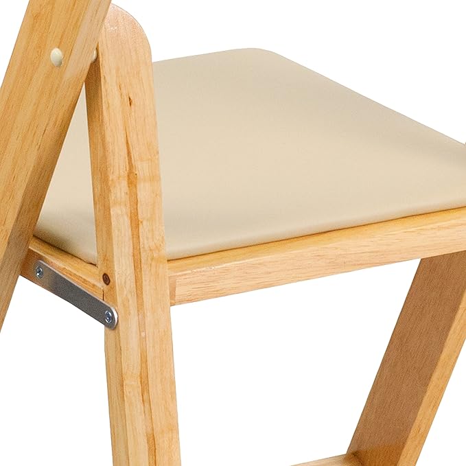 Flash Furniture 2 Pack HERCULES Series Natural Wood Folding Chair with Vinyl Padded Seat