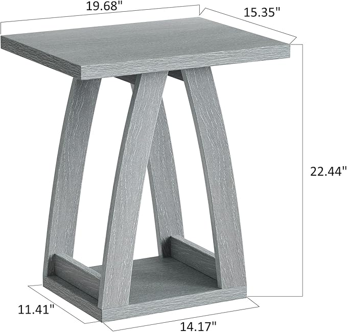 End Tables Living Room. Side Table Beside Sofa. Modern End Table for Living Room. Couch Side Table with Shelf. Slate Grey Wood Side Tables