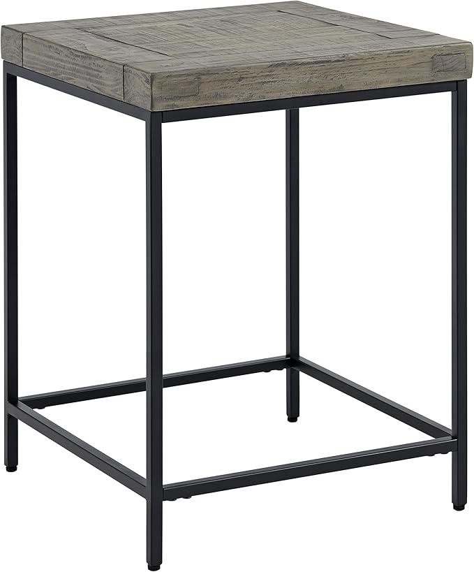 Alaterre Furniture End Table - Industrial Modern Side Table with Wood Top and Metal Frame - Table for Living Room, Bedroom, Hallway, or Dorm Room (Gray)