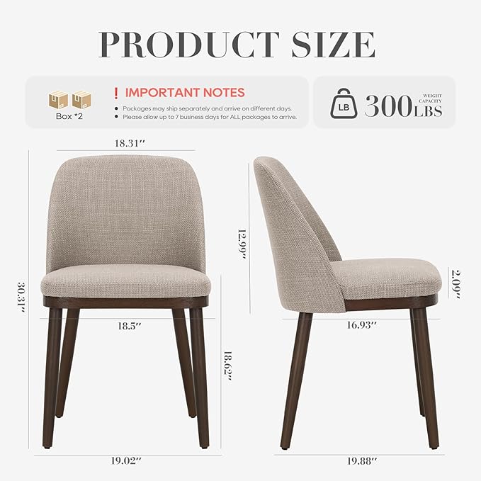 COLAMY Upholstered Dining Chairs Set of 4, Modern Kitchen Chairs with Back, Fabric Side Dining Room Chairs with Wood Legs for Kitchen Dining Room Restaurant, Camel