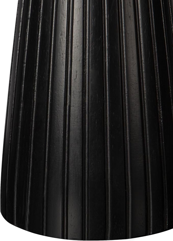 Black Pedestal Side Table 14.56'' Dia, Modern Accent End Table, Fluted Base Design, Minimalist Drink Table for Small Space Living Room, Bedroom