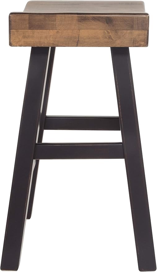 Signature Design by Ashley Glosco Farmhouse 25.5" Counter Height Saddle Barstool, Set of 2, Two-Tone Brown