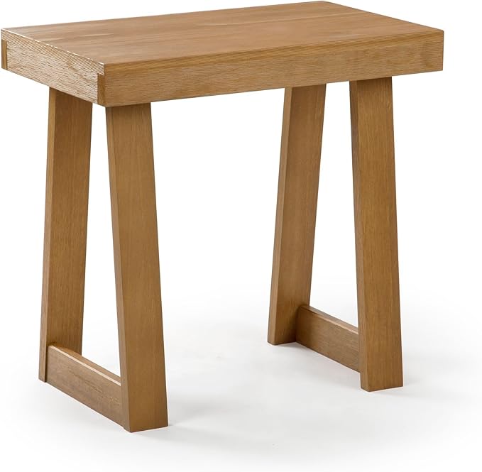 Plank+Beam Classic Rectangular Side Table, 25", Slim Side Table for Living Room, Narrow Nightstand for Small Spaces, Wood End Table for Bedroom, Pecan Wirebrush