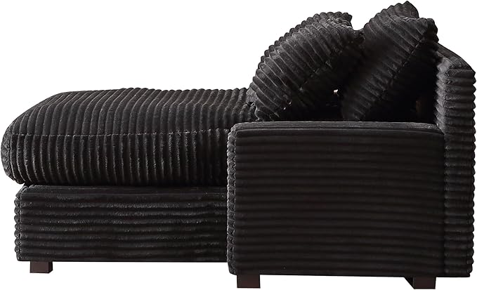 48.8" W Oversized Chaise Daybed Lounge Sleeper Chair Bed for Living Room Reading Bedroom, Indoor Cloud Chaise Sofabed Plush Corduroy Upholstered Sleeper Couch W/3 Pillows for Home/Apartment