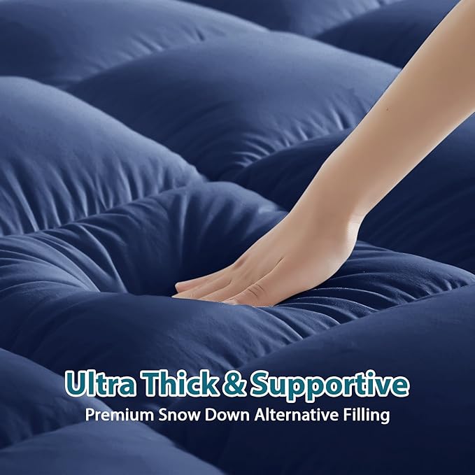 CYMULA California King Mattress Topper - Extra Thick Cooling Mattress Pad Cover for Back Pain - Soft Mattress Protector Bed Topper Pillow Top with 8-21 Inch Deep Pocket 3D Snow Down Alternative Fill