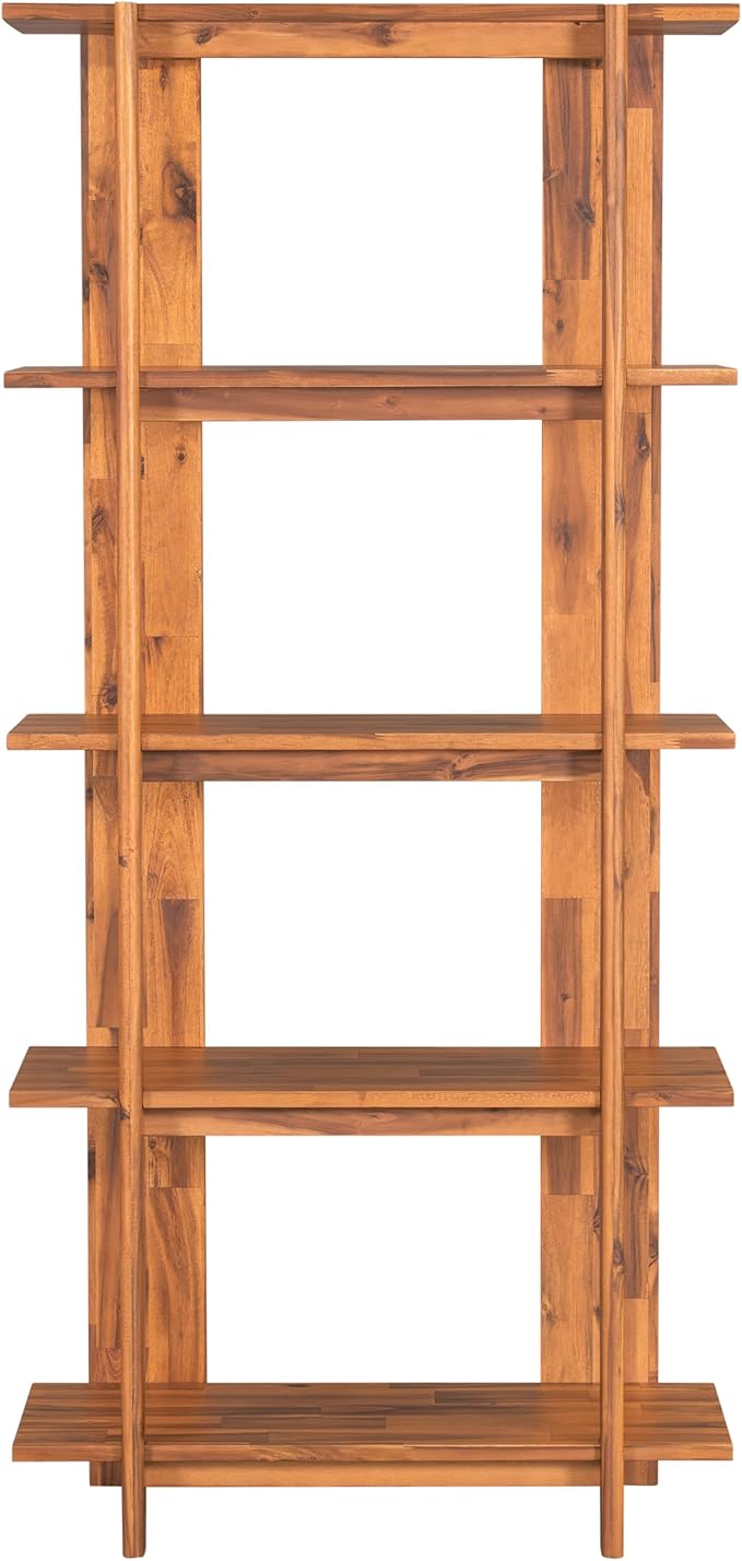 Christopher Knight Home Milio Modern 4 Shelf Bookcase, Acacia Solid Wood Book Organizer with Non-Slip Foot Pads, Sturdy Open Storage Shelf, Big Book Shelf, Floor Standing Unit, 70.20'' Height, Teak