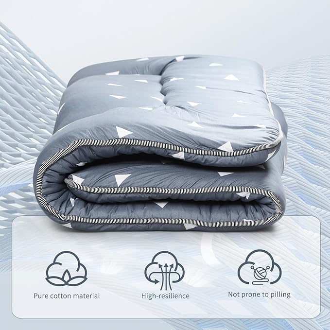 Japanese Floor Mattress,Roll Up Memory Foam Tatami Mat Easy to Store and Portable,Futon Mattress Suitable for Camping and Guest Room (Grey, Queen (80" X 60"))