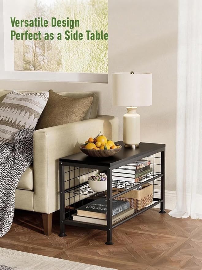 3-Tier Shoe Rack Bench - Entryway Organizer with Shoe Storage, Sturdy Shoe Shelf for Front Door, Small Space Saving Furniture, Black, Holds 286lbs,27.2" x 12.0" x 15.9"