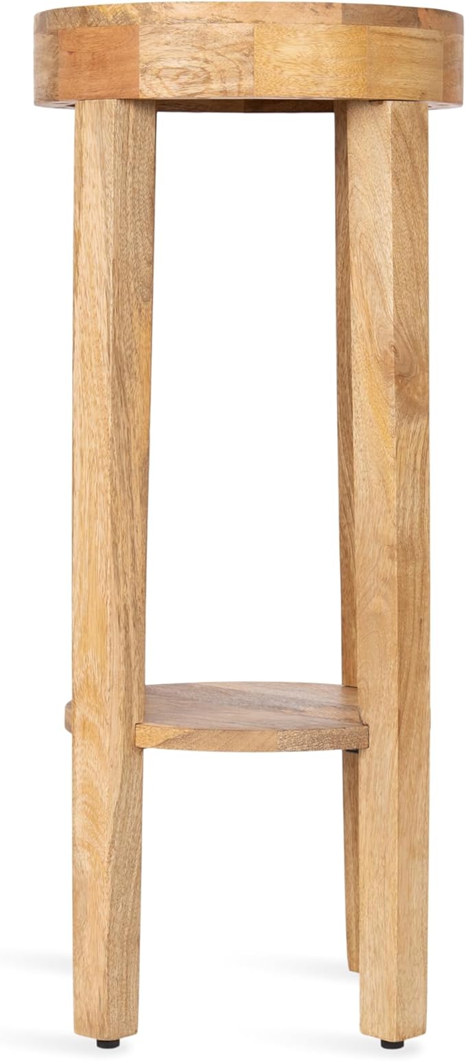 Kate and Laurel Talcott Modern Round Wood Side Table, 12 x 12 x 28, Natural Wood, Transitional Decorative Two-Tier End Table for Use as a Bedroom Nightstand or Living Room Plant Stand