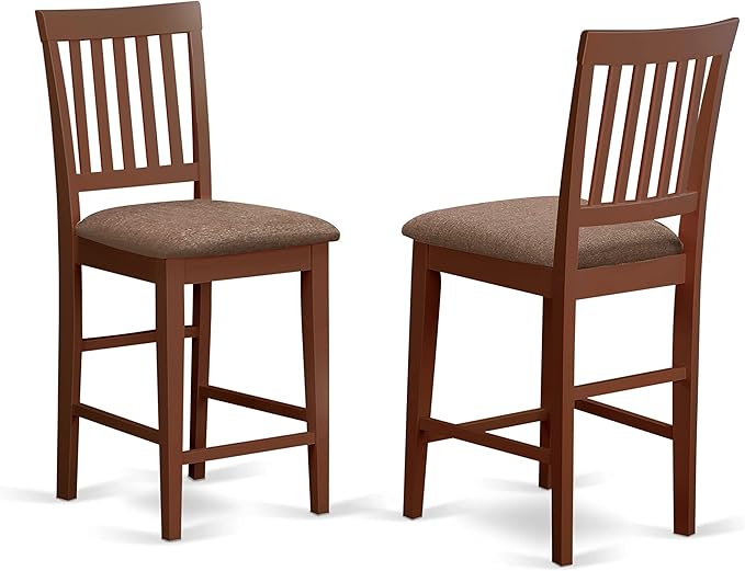 East West Furniture YAVN5-MAH-C 5 Piece Counter Height Pub Set Includes a Rectangle Dining Table and 4 Linen Fabric Kitchen Dining Chairs, 30x48 Inch, Mahogany