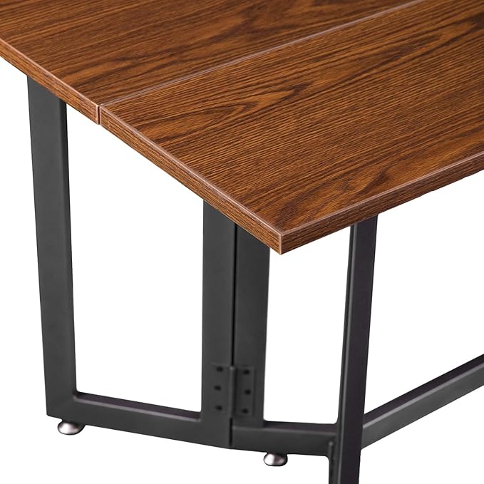 SEI Furniture Driness Drop Leaf Convertible Console to Dining Table, Dark Tobacco, Gunmetal Gray