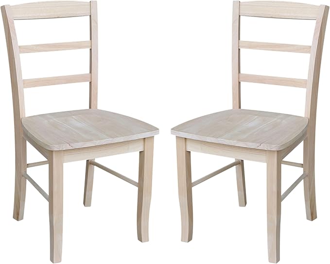 Set of Two Madrid Ladderback Dining Chairs, Unfinished