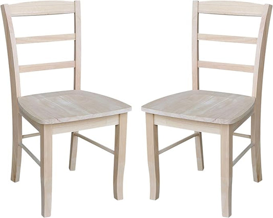 Set of Two Madrid Ladderback Dining Chairs, Unfinished