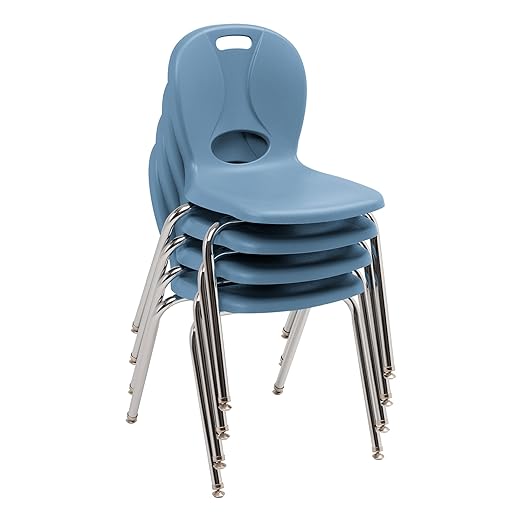 Learniture LNT-116-CSW-SB Learniture Structure Series Stackable School Chairs for Classroom, 16" Seat Height, Blue, Pack of 4
