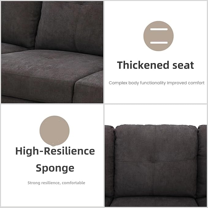 L Shaped Sectional Couches for Living Room, Modern Modular Sectional Sofa with Ottoman Storage, Comfy L Shaped Couch with Chaise for Bedroom Apartment Furniture, Coffee