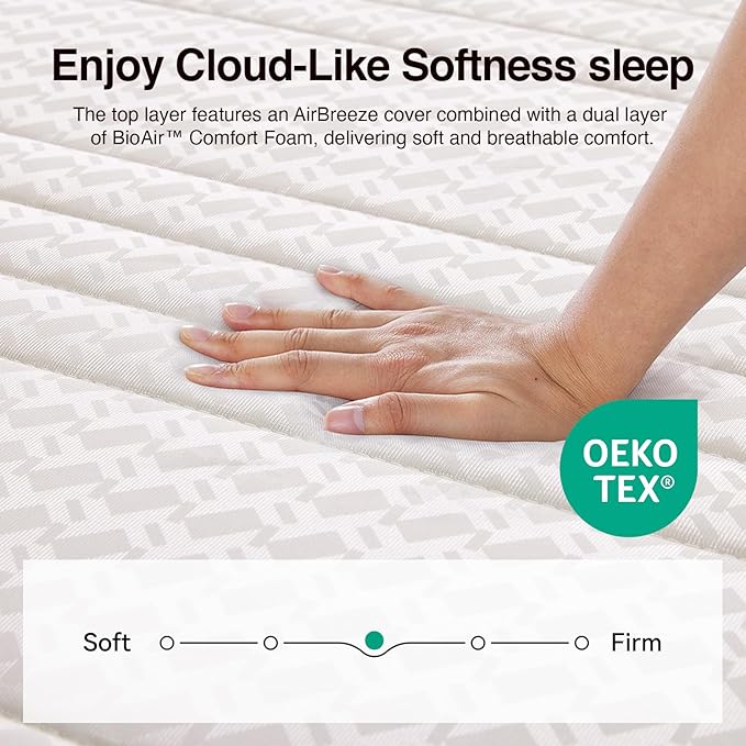 Novilla Twin Mattress, 6 Inch Twin Size Mattresses in a Box with Smarts™ Coil for Pressure Relief, Medium Firm Foam and Spring Hybrid Colchones with CertiPUR-US Certified for Kids