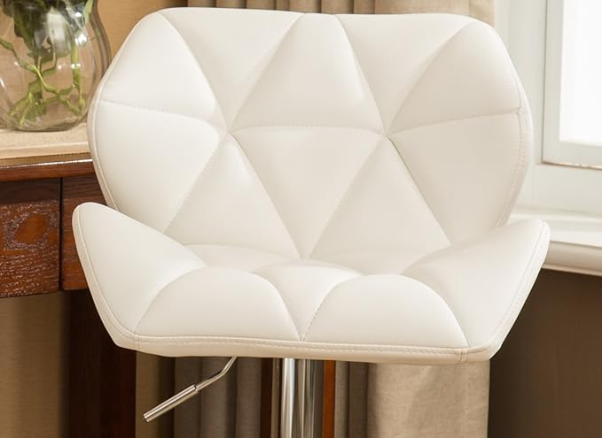 Roundhill Furniture Glasgow Contemporary Tufted Adjustable Height Hydraulic White Bar Stools, Set of 2