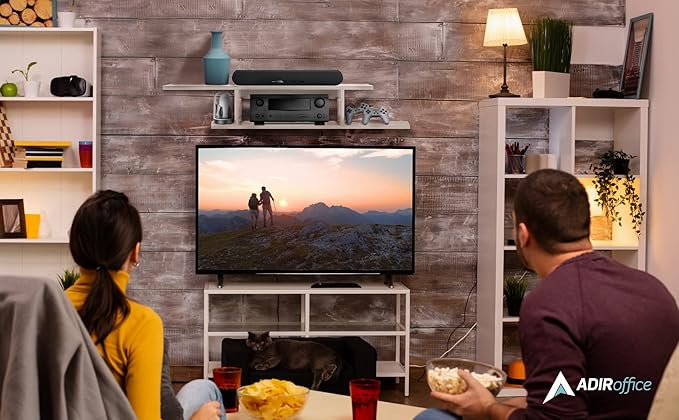 Floating TV Stand, Wall Mounted Floating Media Shelf Organizer Entertainment Center Console for Home and Office, Storage for Accessories Wifi Router Remote Control DVD Player and More (White)