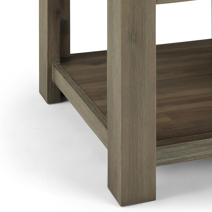 SIMPLIHOME Monroe SOLID ACACIA WOOD 22 inch Wide Square Rustic End Table in Distressed Grey for the Living Room and Bedroom