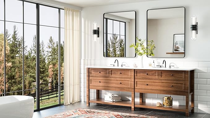 TETOTE Black Mirror 28 x 36 Matte Black Metal Framed Vanity Mirror, Tempered Glass, Wall Mounted for Bathroom, Entryway, Bedroom, Living Room(Horizontal/Vertical)
