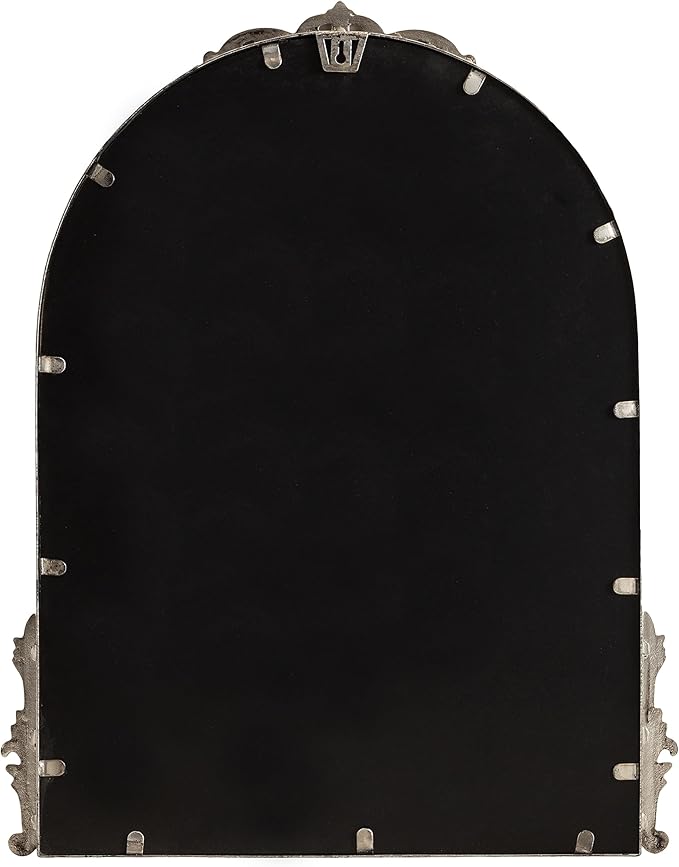 Kate and Laurel Myrcelle Traditional Arched Mirror; 21 x 26; Antique Silver; Decorative Arch Mirror with Ornate Garland Detailing Along The Crown and Edges of The Frame