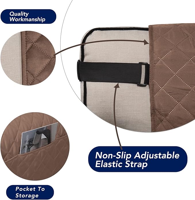 PureFit Reversible Sofa Cover Water Resistant Loveseat Couch Cover, Machine Washable Furniture Cover with Non-Slip Foam and Adjustable Strap for Dogs, Pets (Loveseat, Brown/Beige)