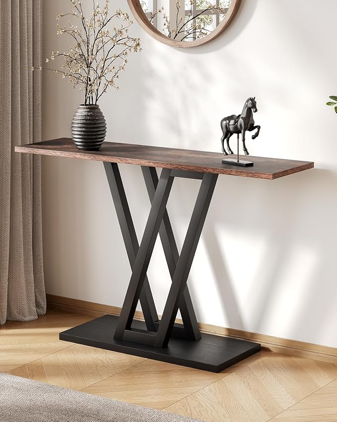 LITTLE TREE Console Table Hallway Table for Entryway 43 Inch Sofa Table Entryway Tables for Living Room, Rustic Brown