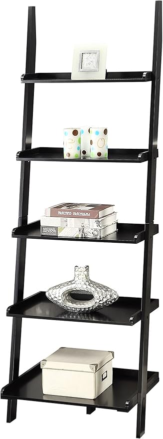 Convenience Concepts American Heritage 5 shelves Bookshelf Ladder, Black