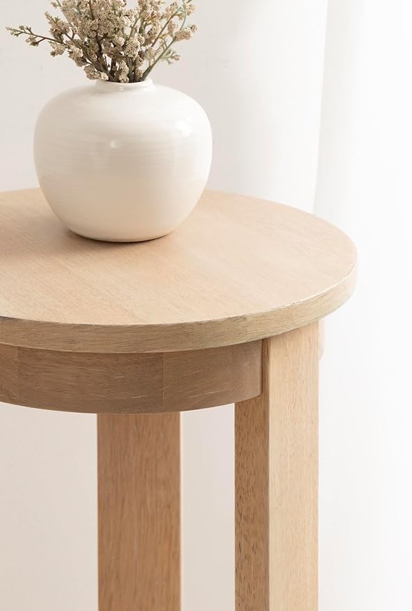 Kate and Laurel Foxford Modern Tiered Round Drink Table, 12 x 12 x 30, Light Natural, Transitional Two-Tier Circle Plant Stand for Use as Living Room Pedestal Table or Small Bedroom Nightstand
