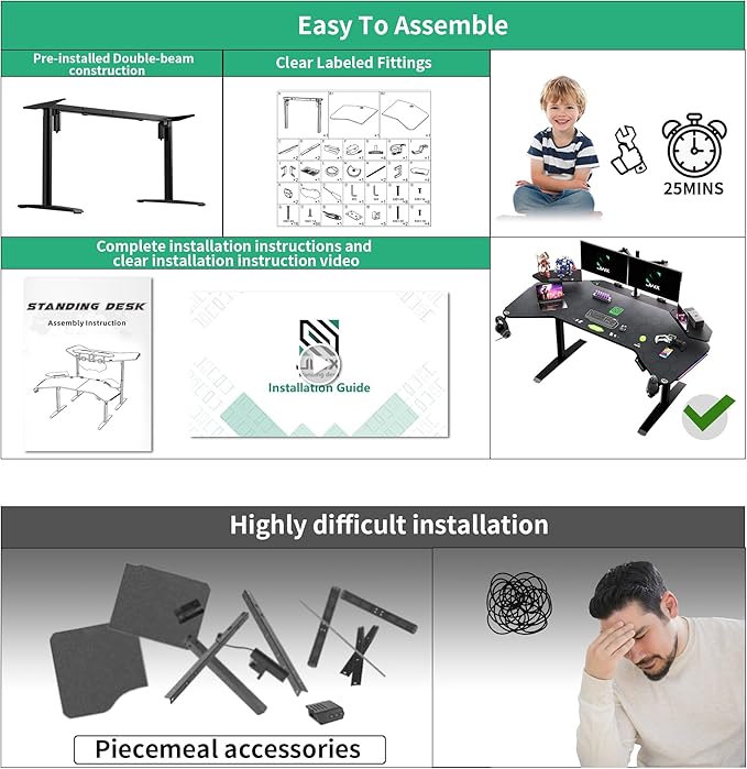 JWX Dual Motor Standing Gaming Desk with Aluminum Alloy Led Lights, 72'' Wing Shaped Large Gaming Studio Music Desk with Slot Design Shelves, for Streamer, Social Media Influencer & Music Recording