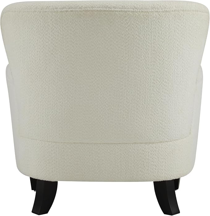 Christopher Knight Home Colby Boucle Upholstered Club Chair, Living Room Accent Chair, Wooden Frame, Flared Armrest, Plush Thick Cushion, Reading Lounge Chair, Space-Saving Furniture, Off-White+Black