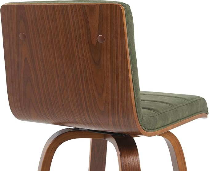 Vienna Modern Counter Height Swivel Bar Stool with Vintage Green Upholstered Seat and Walnut Finished Wood Frame Set of 4