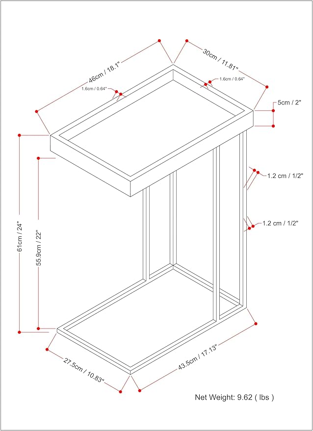 SIMPLIHOME Gallagher SOLID MANGO WOOD and Metal 12 inch Wide Rectangle Industrial C Side Table in Natural, Fully Assembled for the Living Room and Bedroom