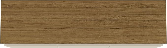 Manhattan Comfort Yonkers 63 Inch Mid Century Modern TV Stand with Storage, 3 Flip Down Door, Hole for Wire Management, Fits Up to 60" Television, Durable & Versatile Console Table, Off White/Cinnamon