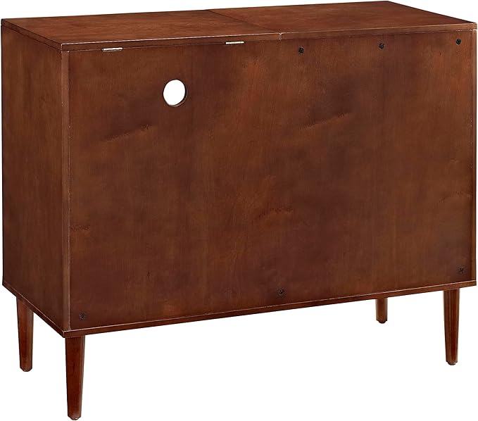 Crosley Furniture Everett Media Console and Record Player Stand with Storage for Vinyl Records, Mahogany
