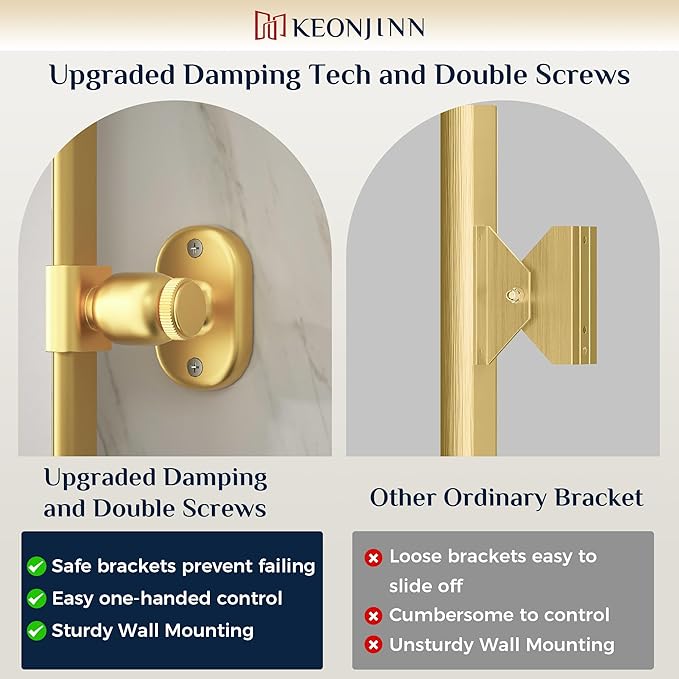 Keonjinn Gold Pivot Mirror Bathroom, 20x24 In Beveled Tilt Mirror Bathroom, Brushed Gold Modern Rectangular Metal Framed Mirrors, Rounded Corner Rectangular Vanity Mirrors for Wall,Horizontal/Vertical