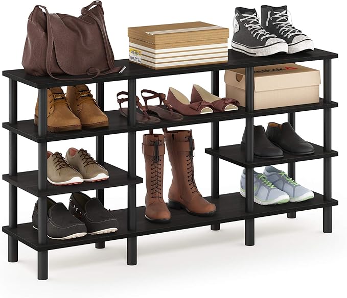 Furinno Turn-N-Tube 4-Tier Multipurpose Wide Shelf TV Stand, Espresso/Black