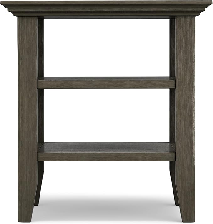 SIMPLIHOME Acadian SOLID WOOD 19 inch Wide Square Transitional End Table in Farmhouse Grey for the Living Room and Bedroom