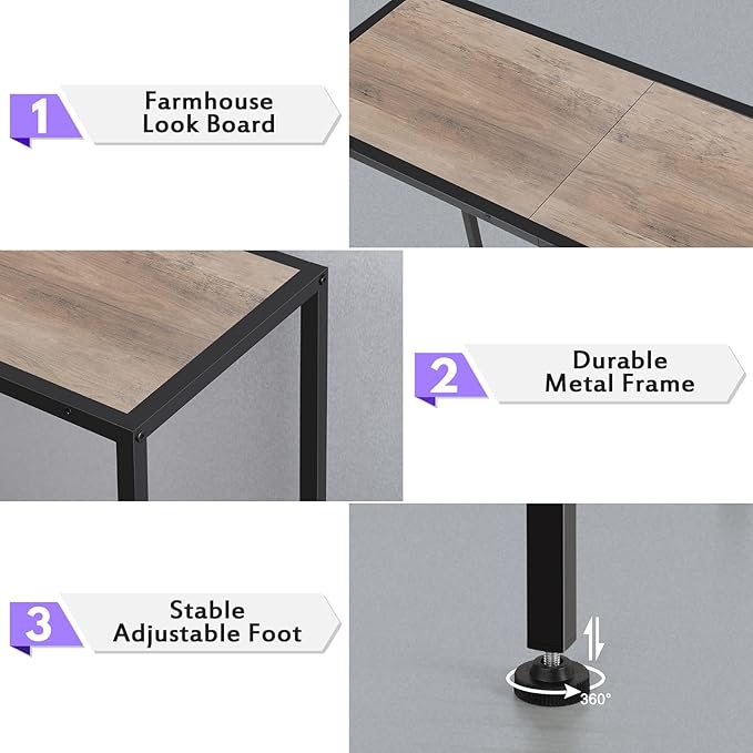 Narrow Entryway Table for Hallway Console Table, Thin Sofa Table Behind Couch Skinny Table, Grey Console Small Tables for Entryway Foyer, Long Table for Entrance Small Spaces Decorative and Storage