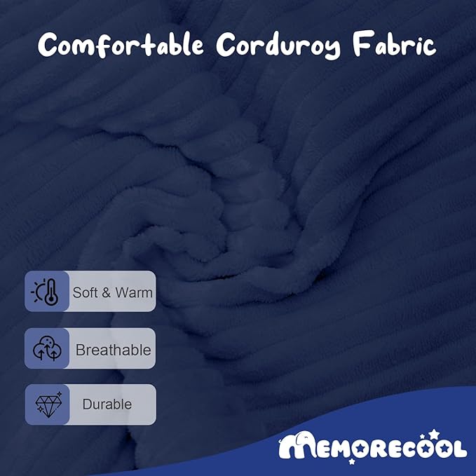 MeMoreCool Kids Couch for Playroom, Corduroy Convertible Toddler Couch, 8 Piece Modular Play Sofa, Foam Fort Building Set for Child Room Furniture, Navy